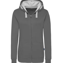Frauen Kontrast Kapuzen-Sweatjacke in Übergröße - Fair4All