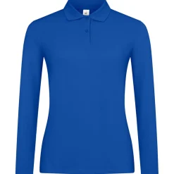 Frauen Langarm Fein-Piqué Poloshirt 180