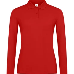 Frauen Langarm Fein-Piqué Poloshirt 180