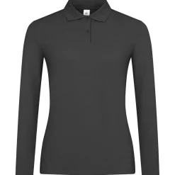 Frauen Langarm Fein-Piqué Poloshirt 180