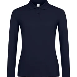 Frauen Langarm Fein-Piqué Poloshirt 180