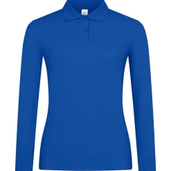 Frauen Langarm Fein-Piqué Poloshirt 210
