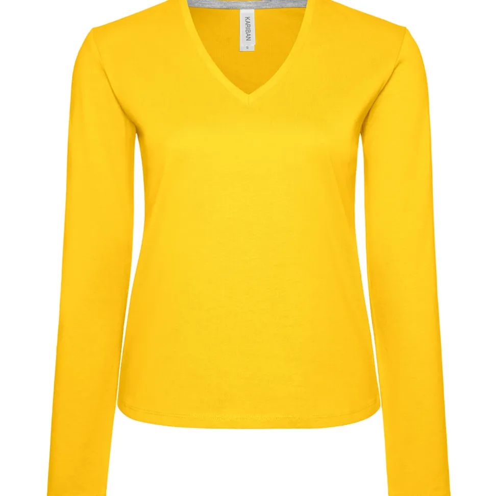 Frauen V-Ausschnitt Langarmshirt