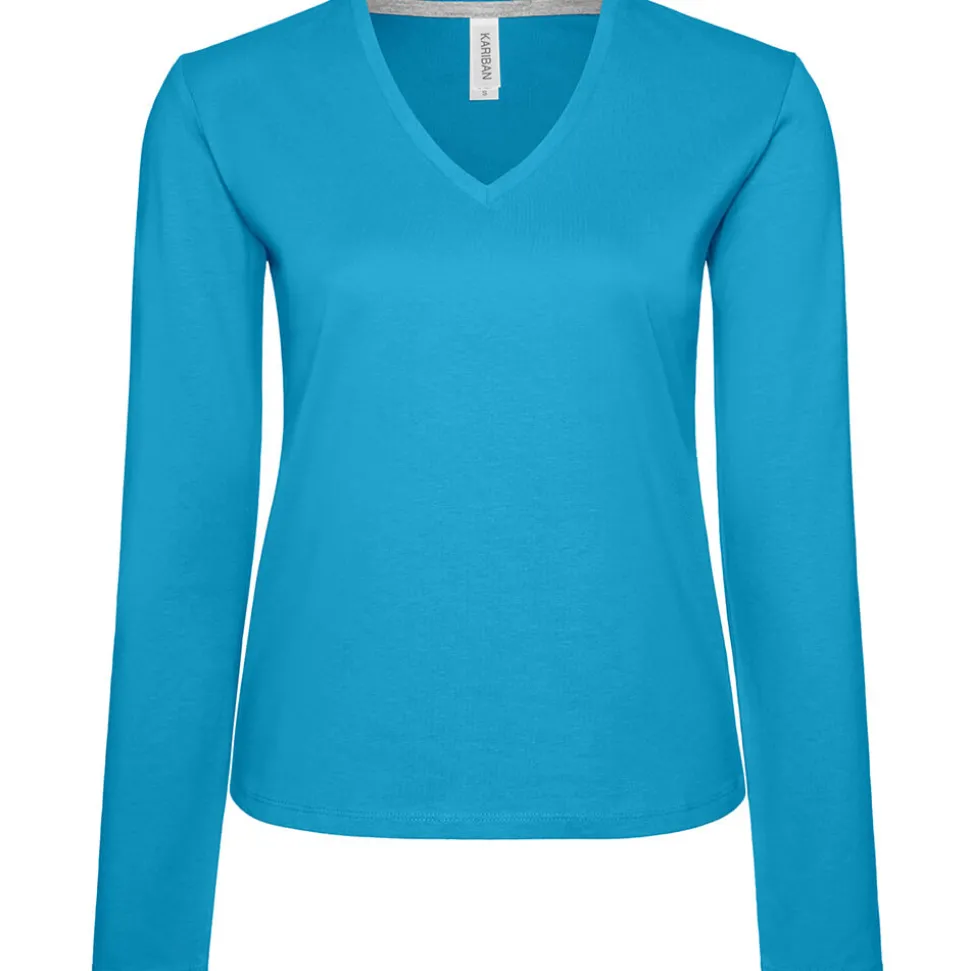 Frauen V-Ausschnitt Langarmshirt