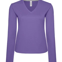 Frauen V-Ausschnitt Langarmshirt