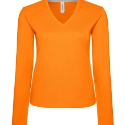 Frauen V-Ausschnitt Langarmshirt