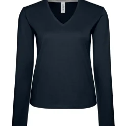 Frauen V-Ausschnitt Langarmshirt