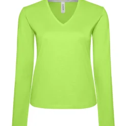 Frauen V-Ausschnitt Langarmshirt