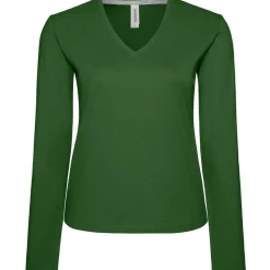 Frauen V-Ausschnitt Langarmshirt