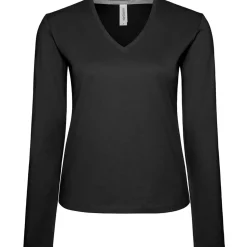 Frauen V-Ausschnitt Langarmshirt