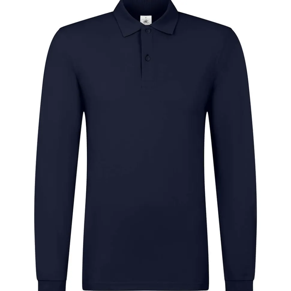 Männer Langarm Fein-Piqué Poloshirt 180 in Übergröße