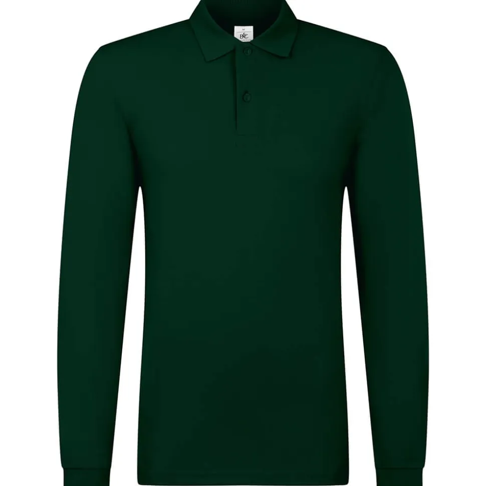 Männer Langarm Fein-Piqué Poloshirt 180